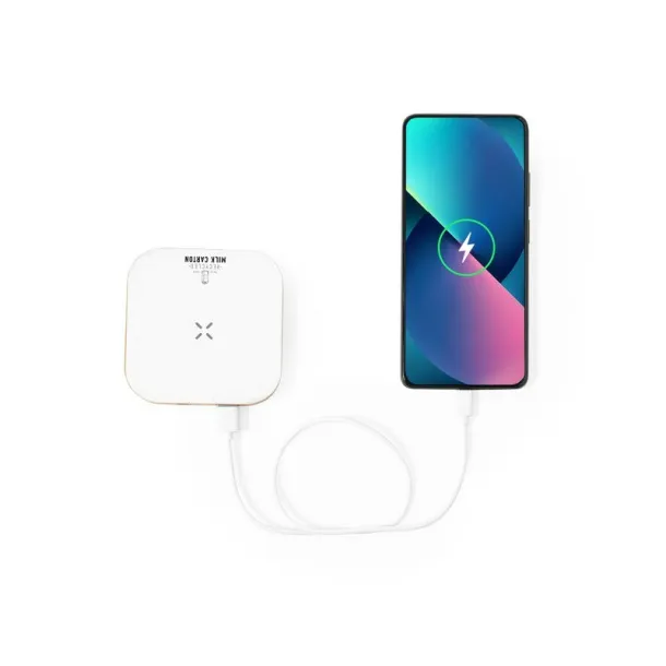  Wireless charger 15W made from recycled milk cartons white