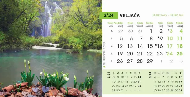  "NACIONALNI PARKOVI HRVATSKE" 13 list., dim: 20,5x14,5 cm, stolni kalendar, koverta, P/100 Color