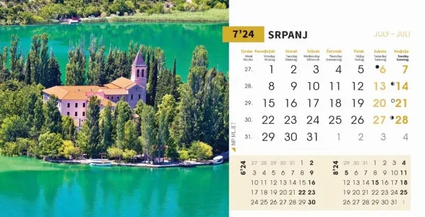  "NACIONALNI PARKOVI HRVATSKE" 13 list., dim: 20,5x14,5 cm, stolni kalendar, koverta, P/100 Color