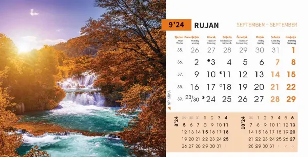  "NACIONALNI PARKOVI HRVATSKE" 13 list., dim: 20,5x14,5 cm, stolni kalendar, koverta, P/100 Color