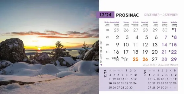  "NACIONALNI PARKOVI HRVATSKE" 13 sheets, format: 20,5x14,5 cm, desk calendar, envelope, P/50 Color