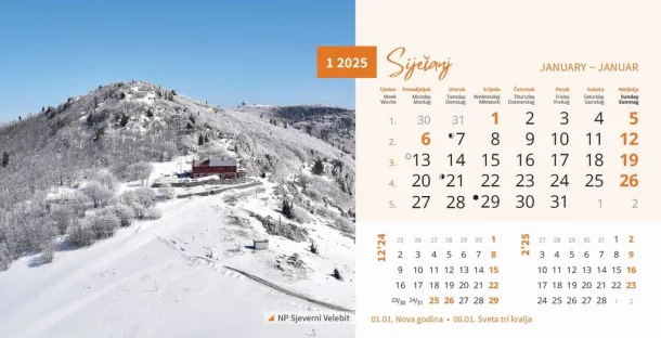  "NACIONALNI PARKOVI HRVATSKE" 13 sheets, format: 20,5x14,5 cm, desk calendar, envelope, P/50 Color