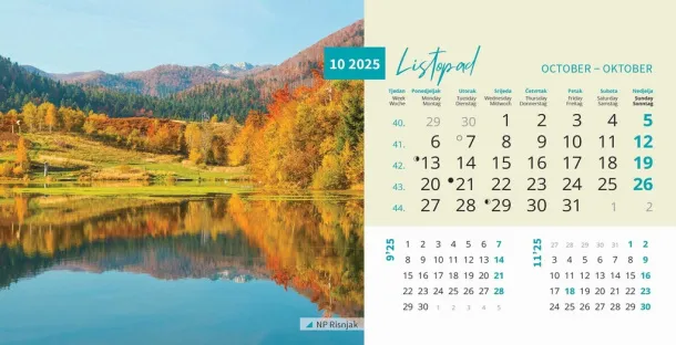  "NACIONALNI PARKOVI HRVATSKE" 13 list., dim: 20,5x14,5 cm, stolni kalendar, koverta, P/100 Color