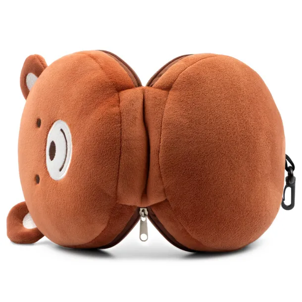 Ren Plush teddy bear, travel pillow, eye mask brown