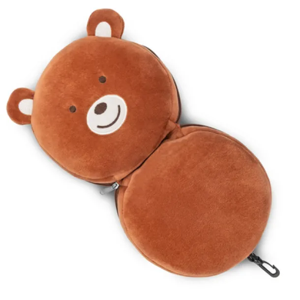 Ren Plush teddy bear, travel pillow, eye mask brown