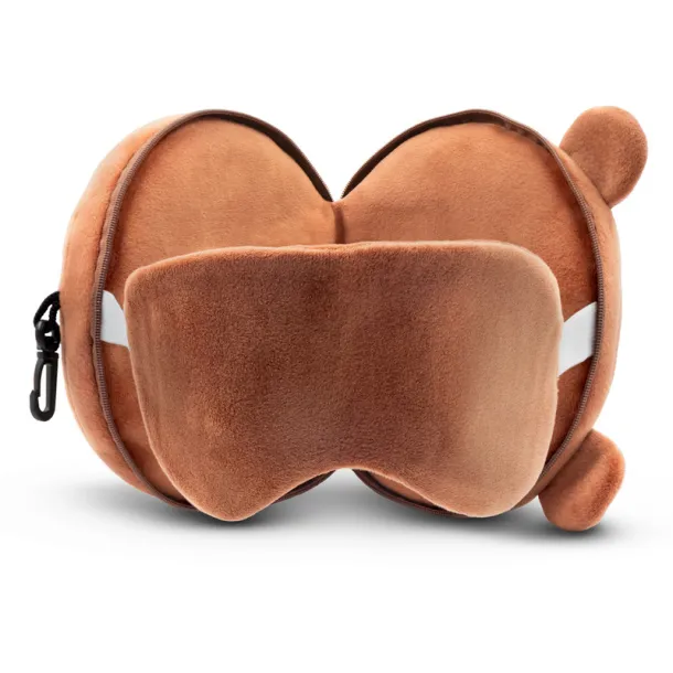 Ren Plush teddy bear, travel pillow, eye mask brown