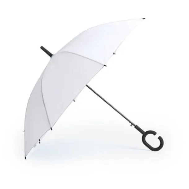  Windproof automatic umbrella, C shaped handle white