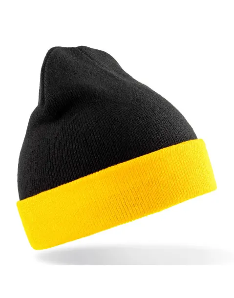  Recycled Black Compass Beanie - Result Genuine Recycled Black Yellow