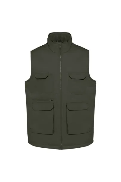  UNISEX PADDED MULTI-POCKET POLYCOTTON VEST - Designed To Work Dark Khaki