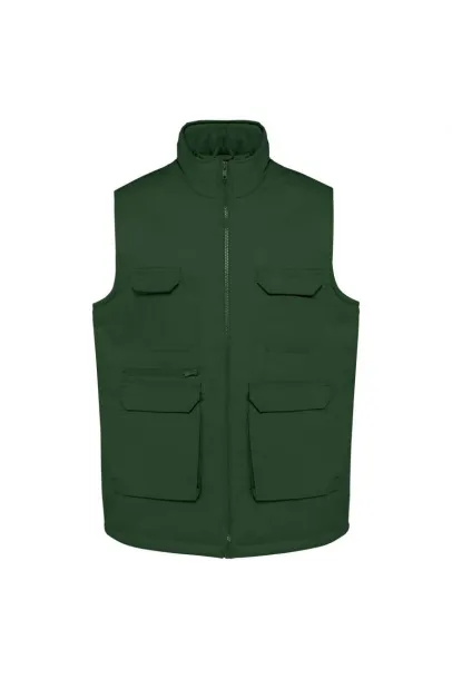  UNISEX PADDED MULTI-POCKET POLYCOTTON VEST - Designed To Work Forest Green