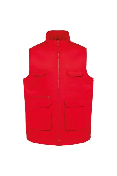  UNISEX PADDED MULTI-POCKET POLYCOTTON VEST - Designed To Work Red