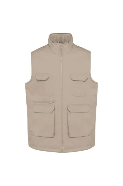  UNISEX PADDED MULTI-POCKET POLYCOTTON VEST - Designed To Work Beige