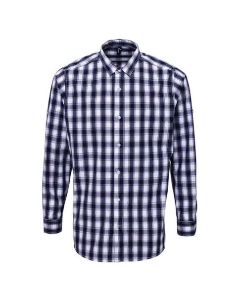  'MULLIGAN' CHECK - MEN'S LONG SLEEVE COTTON SHIRT - Premier White Navy