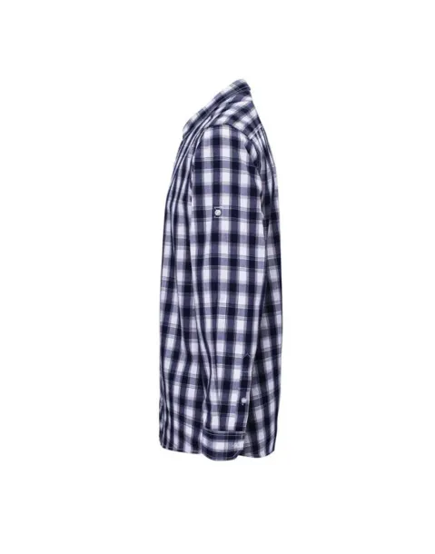  'MULLIGAN' CHECK - MEN'S LONG SLEEVE COTTON SHIRT - Premier White Navy