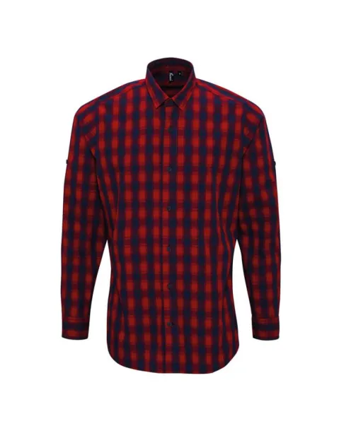  'MULLIGAN' CHECK - MEN'S LONG SLEEVE COTTON SHIRT - Premier Red Navy