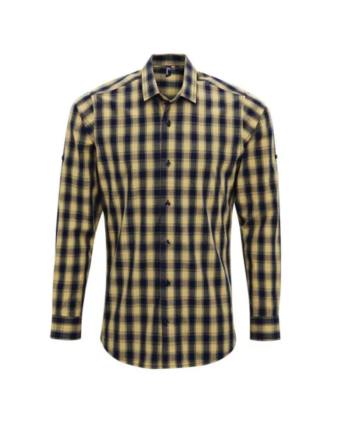  'MULLIGAN' CHECK - MEN'S LONG SLEEVE COTTON SHIRT - Premier Camel Navy