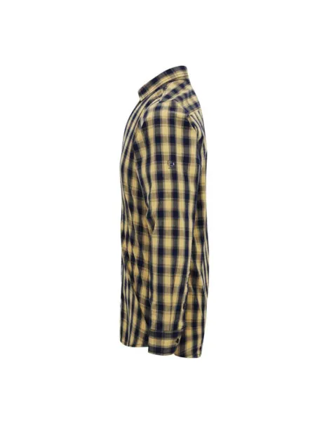  'MULLIGAN' CHECK - MEN'S LONG SLEEVE COTTON SHIRT - Premier Camel Navy