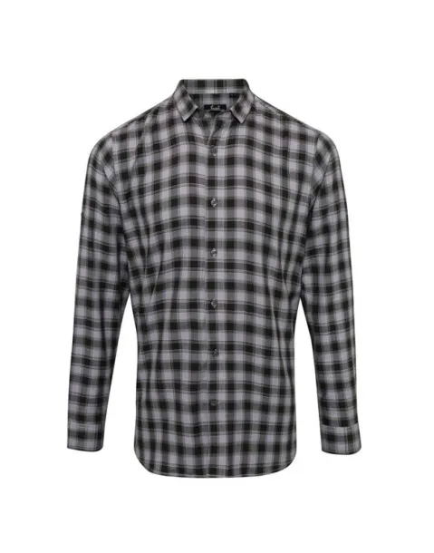  'MULLIGAN' CHECK - MEN'S LONG SLEEVE COTTON SHIRT - Premier Steel Black