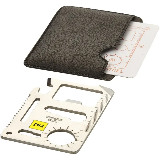 Saki 15-function pocket tool card Silver Crna