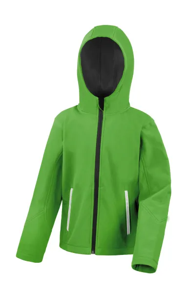  Kids TX Performance Hooded Softshell Jacket - Result Core Vivid Green Black