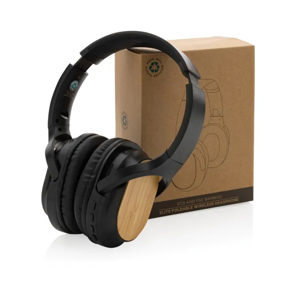  RCS and FSC® bamboo Elite Foldable wireless headphone - XD Collection Black 