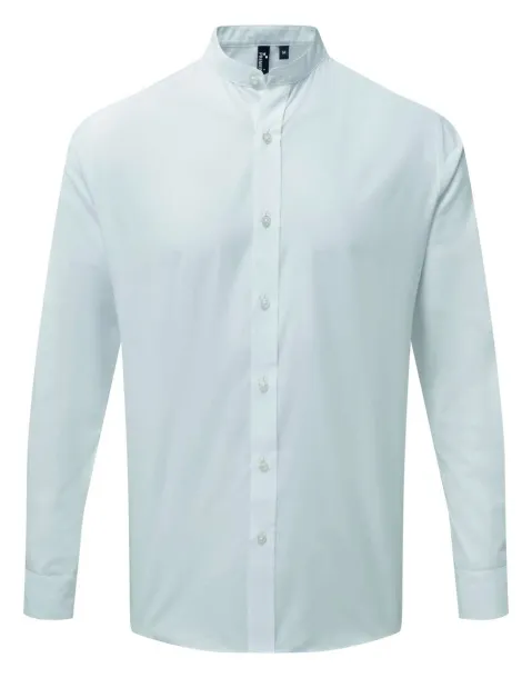  BANDED COLLAR 'GRANDAD' LONG SLEEVE SHIRT - Premier White