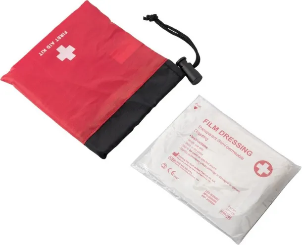  First aid kit in pouch, 10 pcs red