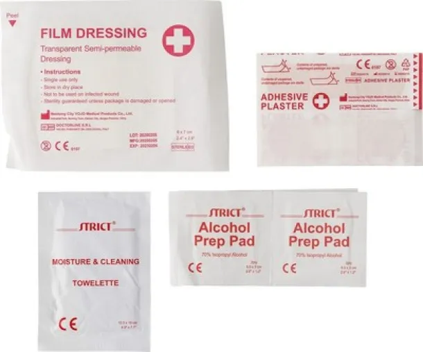  First aid kit in pouch, 10 pcs Crvena