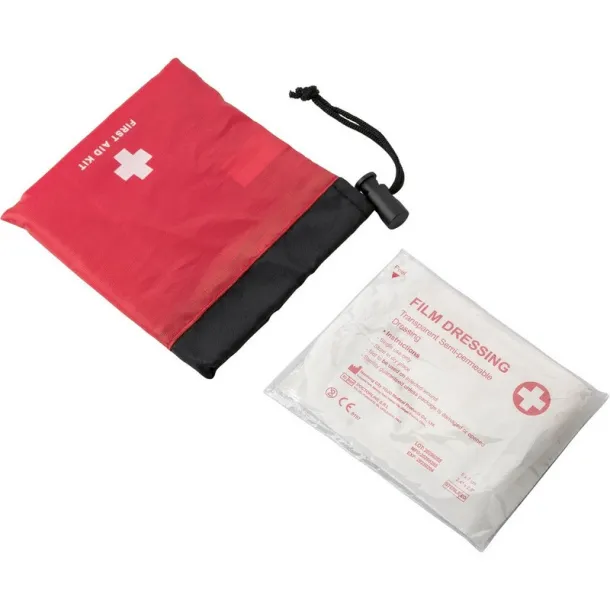  First aid kit in pouch, 10 pcs red