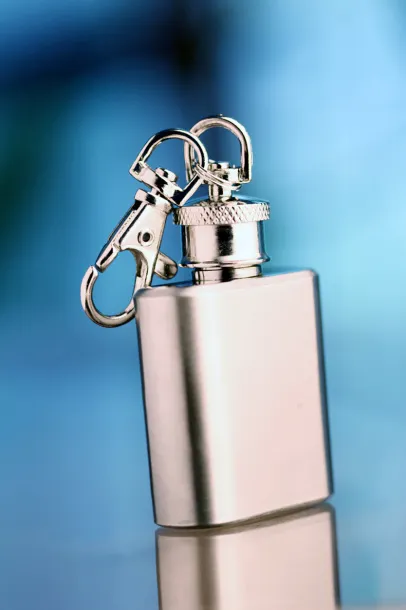 Norge keyring with hip flask Silver