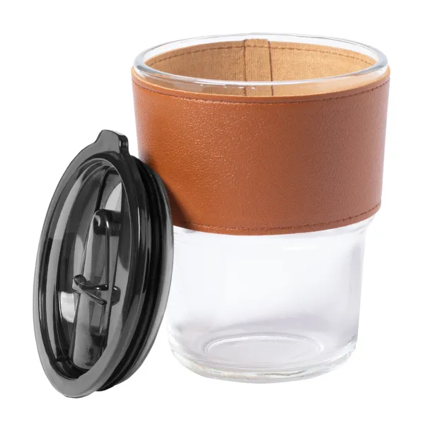 Teils glass travel mug Transparent Brown