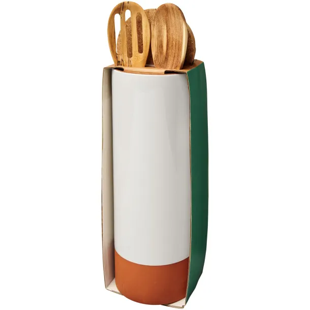 Jamie Oliver Terracotta pasta holder with spoons - Jamie Oliver Orange Wood