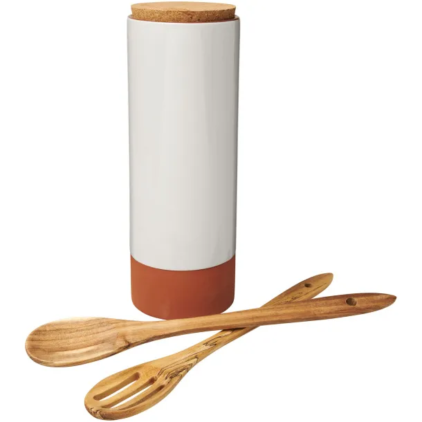 Jamie Oliver Terracotta pasta holder with spoons - Jamie Oliver Orange Wood