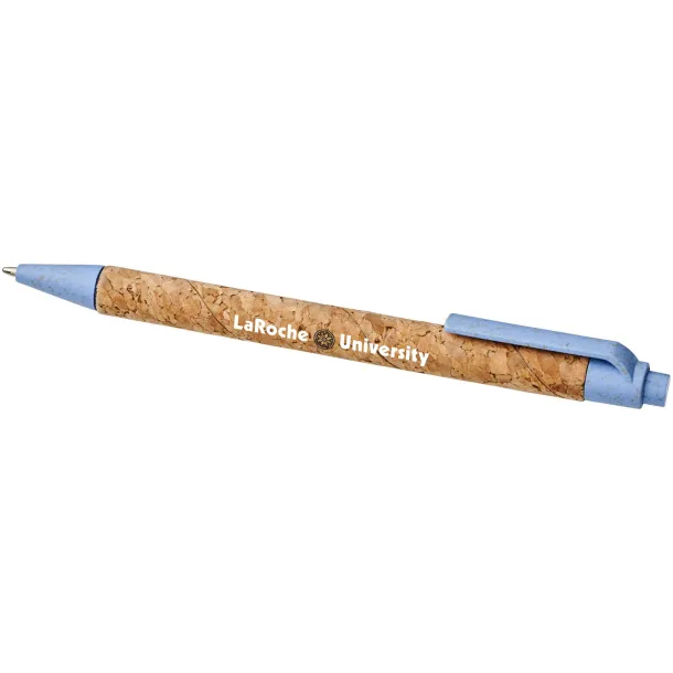 Midar cork and wheat straw ballpoint pen Natural Light blue