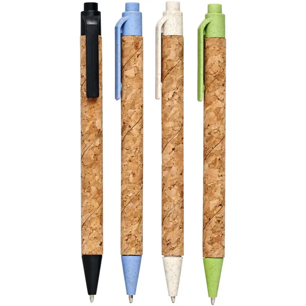 Midar cork and wheat straw ballpoint pen Natural Light blue