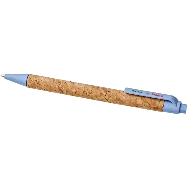 Midar cork and wheat straw ballpoint pen Natural Light blue