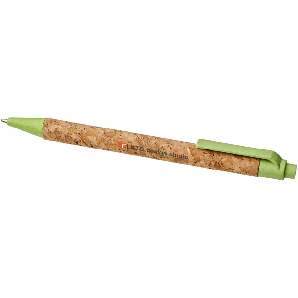 Midar cork and wheat straw ballpoint pen Natural Apple Green