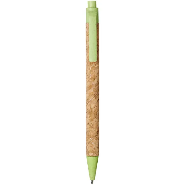 Midar cork and wheat straw ballpoint pen Natural Apple Green