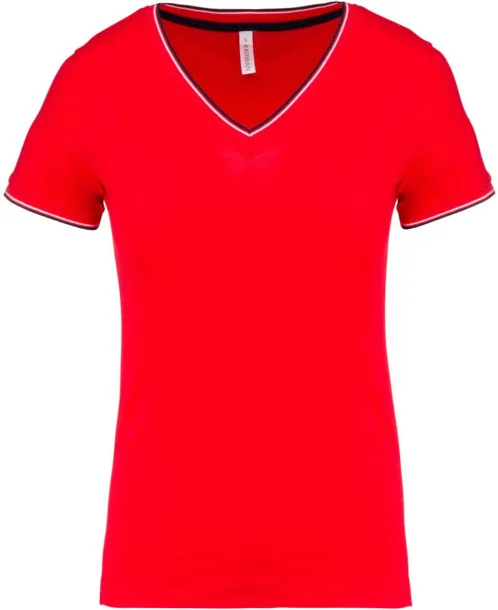  LADIES' PIQUÉ KNIT V-NECK T-SHIRT - 170 g/m² - Kariban Red Navy