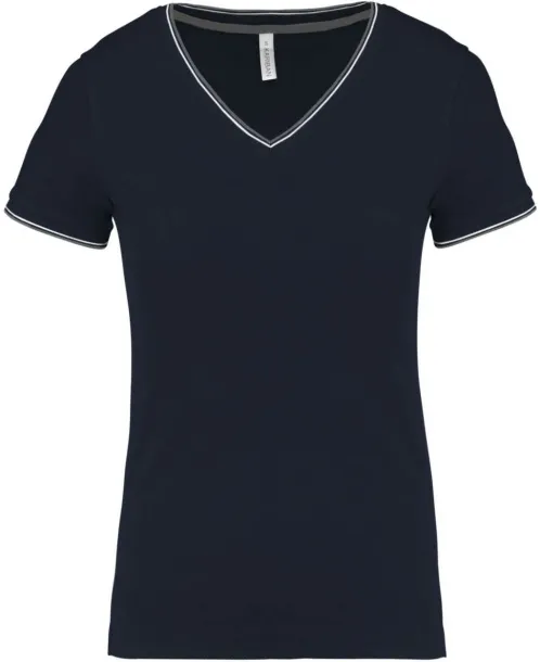  LADIES' PIQUÉ KNIT V-NECK T-SHIRT - 170 g/m² - Kariban Navy Light Grey