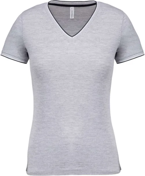  LADIES' PIQUÉ KNIT V-NECK T-SHIRT - 170 g/m² - Kariban Oxford Grey Navy