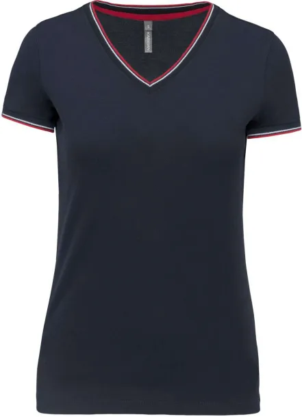  LADIES' PIQUÉ KNIT V-NECK T-SHIRT - 170 g/m² - Kariban Navy Red