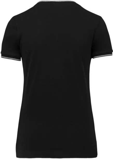  LADIES' PIQUÉ KNIT V-NECK T-SHIRT - 170 g/m² - Kariban Black Light Grey