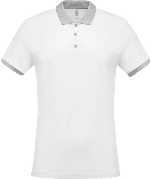  Muška dvobojna polo majica kratkih rukava, 180 g/m2 - Kariban Bijela Oxford Grey
