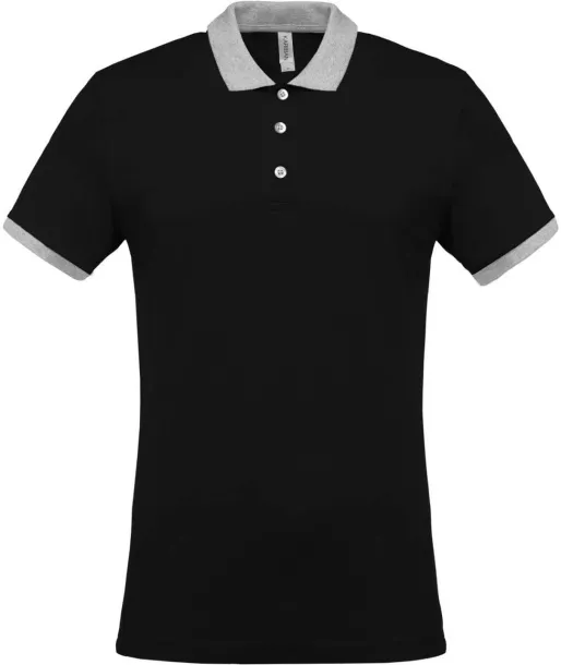  Muška dvobojna polo majica kratkih rukava, 180 g/m2 - Kariban Crna Oxford Grey