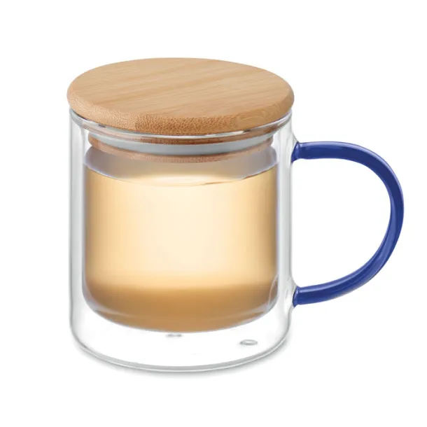 FARBI Double wall borosilicate mug transparent blue