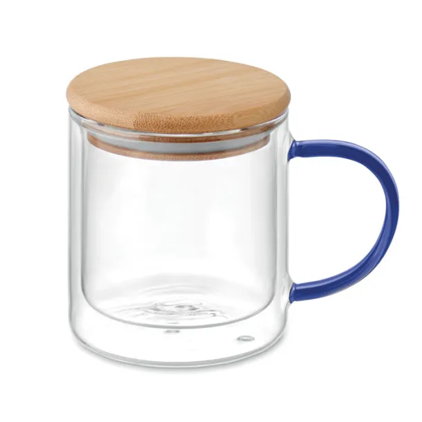 FARBI Double wall borosilicate mug transparent blue