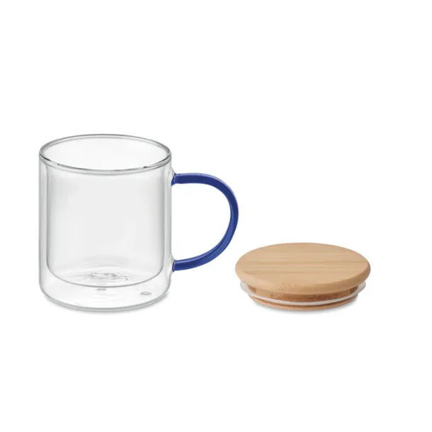 FARBI Double wall borosilicate mug transparent blue