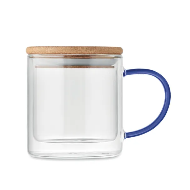 FARBI Double wall borosilicate mug transparent blue