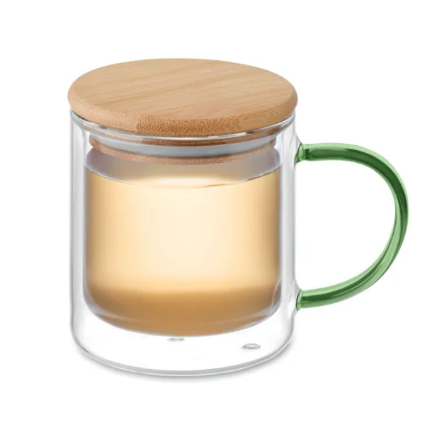 FARBI Double wall borosilicate mug transparent green